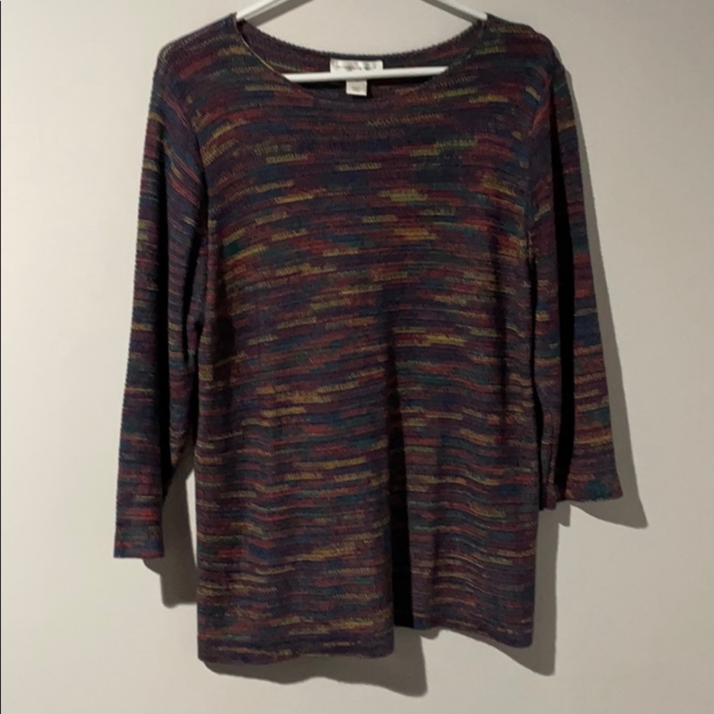Lightweight multi-colored sweater 3/4 sleeve XL